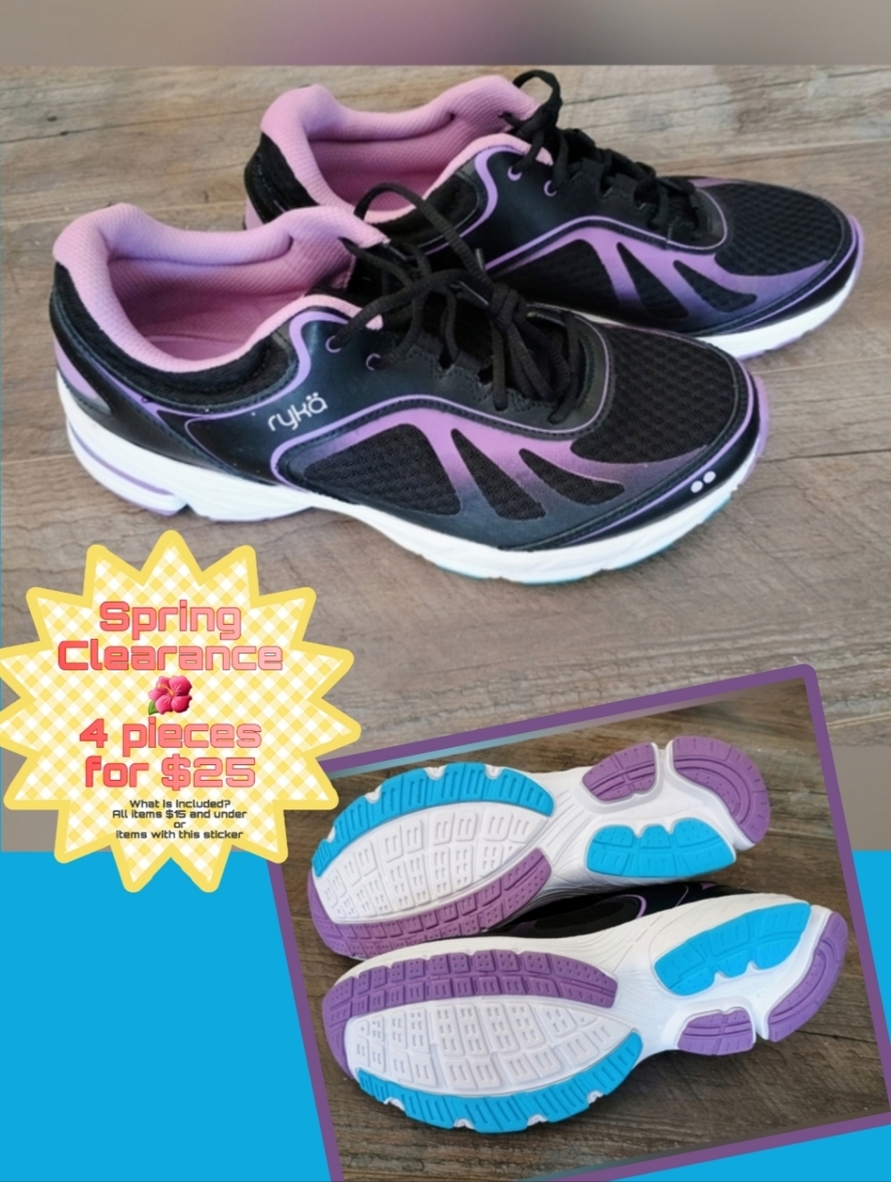 Ryka Women's Black and Purple Athletic Shoes